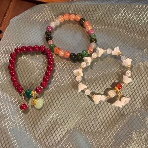 Vibrant Asian Beaded Bracelet x3 set